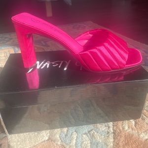 Nasty Gal Pink Satin Heel Mules Size 9 (UK 7) Never Bern Worn